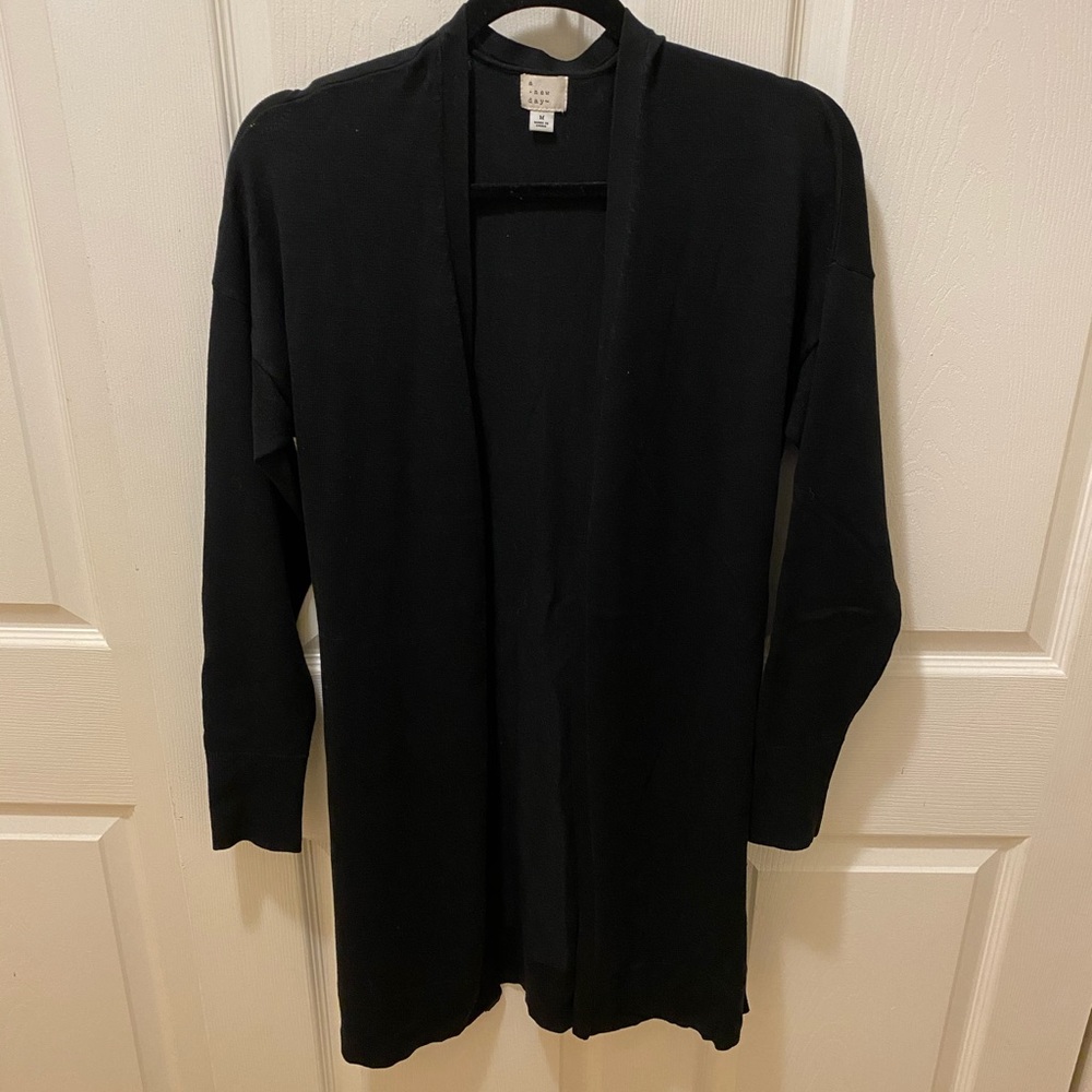 A New Day Black Cardigan with Back Belt